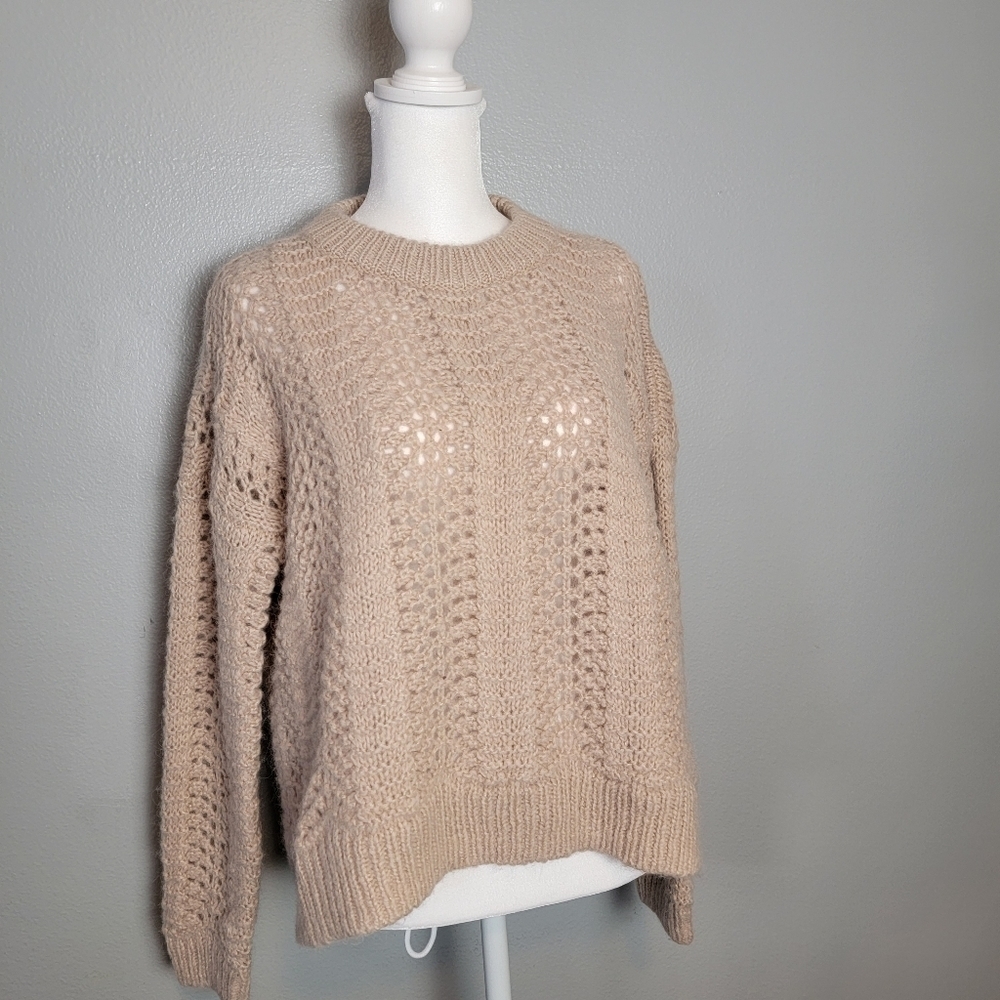 Madewell Beige Open-Knit Crewneck Sweater - Picture 2 of 10
